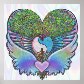 Livets träd, Heart, Angel Vingar, Yin Yang Poster