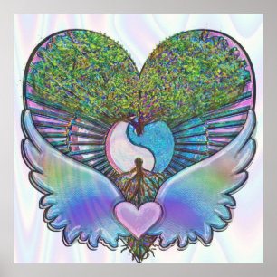 Livets träd, Heart, Angel Vinge, Yin Yang Poster
