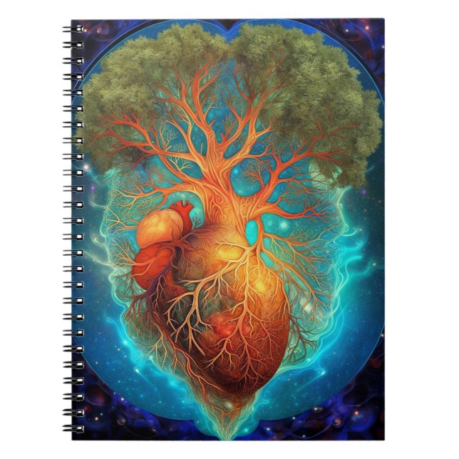 Livets träd Heart Surreal Natur Art Anteckningsbok (Framsidan)