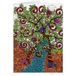 Livets träd i färg hälsningskort