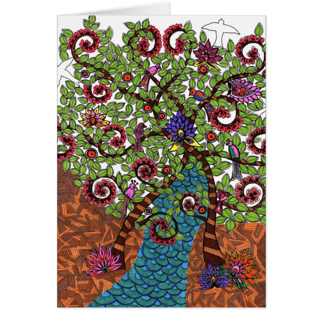 Livets träd i färg hälsningskort (Framsidan)