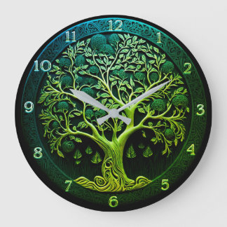 Livets träd i Grönt Large Clock Stor Klocka
