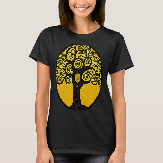 Livets träd i Gustav Klimt Stil T Shirt (Framsida)