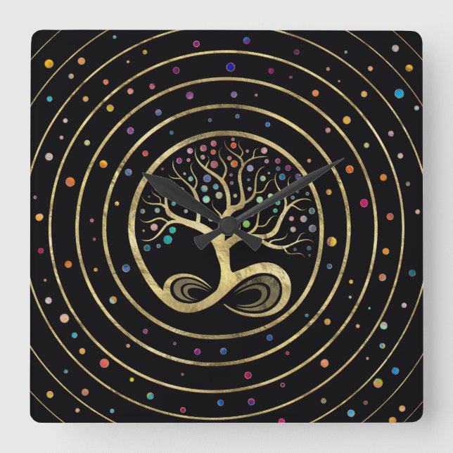 Livets träd - Infinity Spiral Fyrkantig Klocka (Framsida)
