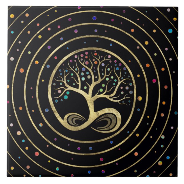 Livets träd - Infinity Spiral Kakelplatta (Framsidan)