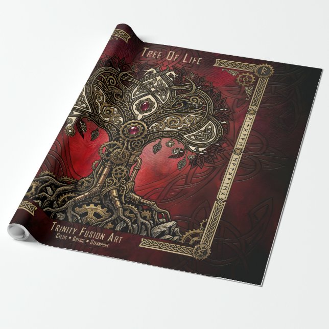 Livets Träd – Keltisk Gotisk Steampunk  Presentpapper (Utrullad)