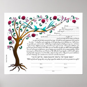 Livets träd Ketubah, blank Poster