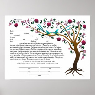 Livets träd Ketubah & Vows in Jewel tones (R) Poster