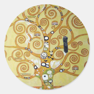 LIVETS TRÄD - Klimt Runt Klistermärke