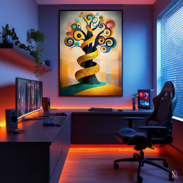 Livets Träd - Kubistisk Minimalistisk Vision  Poster