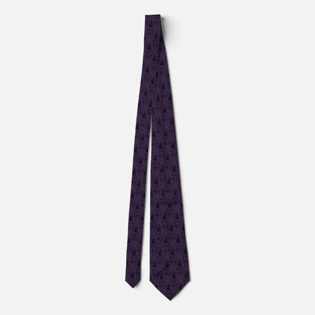 Livets träd Lila Black Neck Tie - Anpassningsbar F Slips (Baksida)