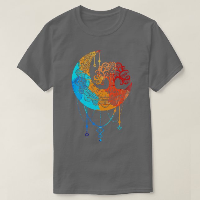 Livets träd Mandala Måne Chakra Yoga Meditation M T Shirt (Design framsida)