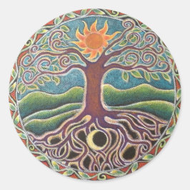 Livets träd Mandala Sticker Runt Klistermärke