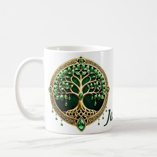 Livets träd med keltiska knop. kaffemugg (Vänster)