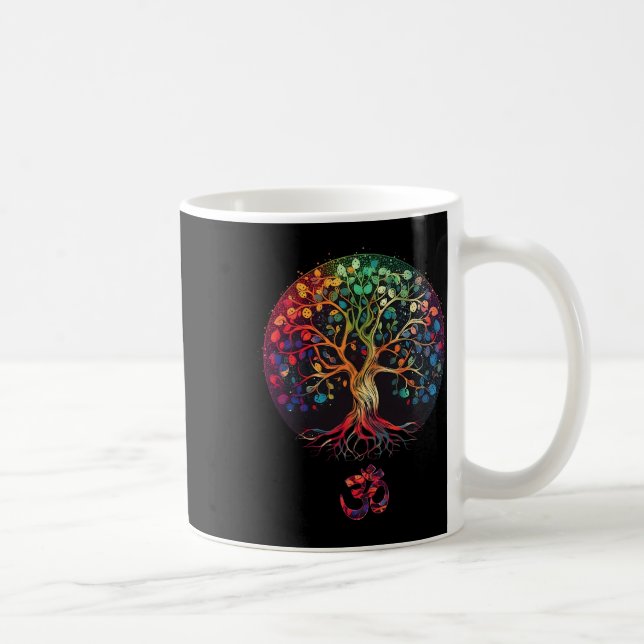 Livets Träd Med Om-symbol Yoga  Kaffemugg (Höger)