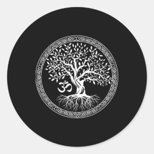 Livets Träd Med Om-symbol Yoga Zen Meditation Sp Runt Klistermärke