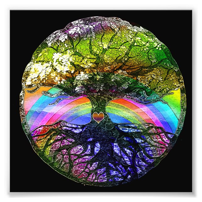 Livets träd med Rainbow Heart Fototryck (Framsidan)