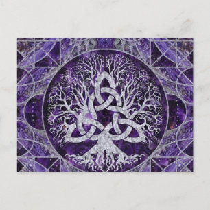 Livets träd med Triquetra Ametyst och silver Vykort