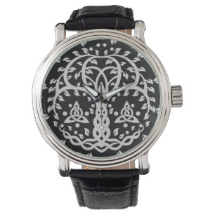 Livets träd med Triquetra Gråskala Armbandsur