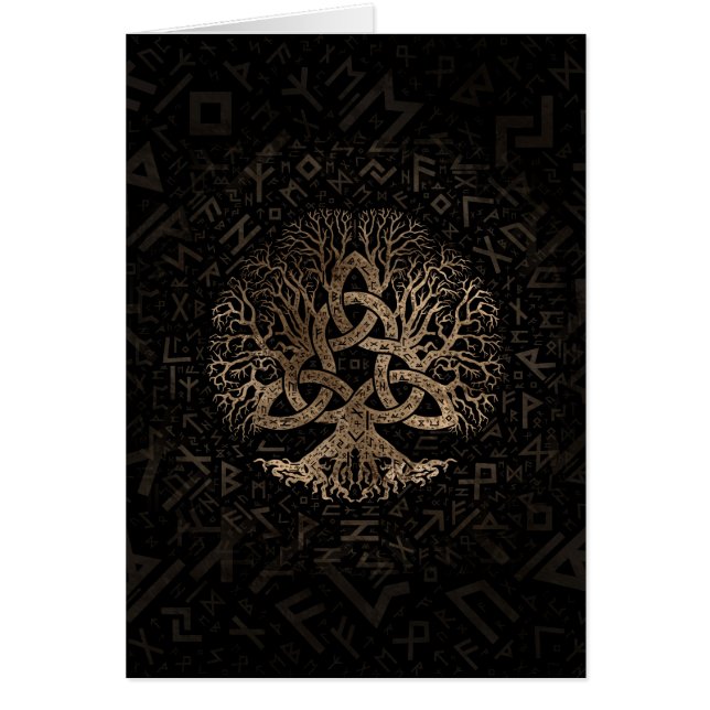 Livets träd med Triquetra på det Futhark mönster Hälsningskort (Framsidan)
