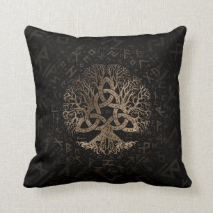 Livets träd med Triquetra på det Futhark mönster Kudde