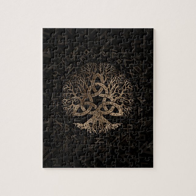 Livets träd med Triquetra på det Futhark mönster Pussel (Vertikal)