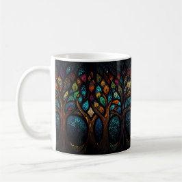 Livets träd Mosaic Färgad löv, glasaktigt glas Kaffemugg