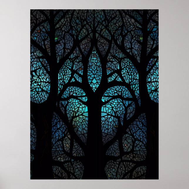 Livets träd - Mystic Forest Mosaic Poster (Framsidan)