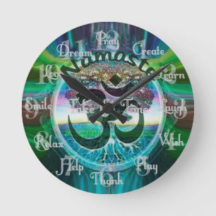 Livets träd Namaste Rund Klocka