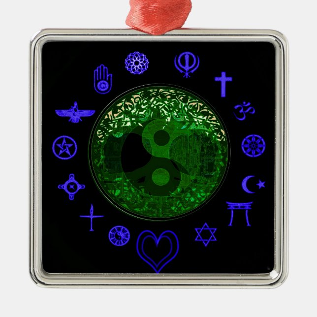 Livets träd och enhet julgransprydnad metall (Framsidan)