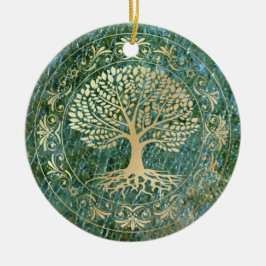 Livets träd om Grönt Mosaic Glass Background Julgransprydnad Keramik