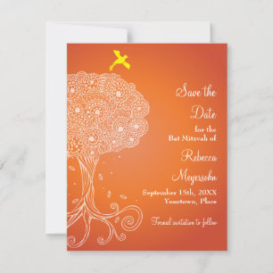 Livets träd Orange Bat mitzvah Spara datum Datumet
