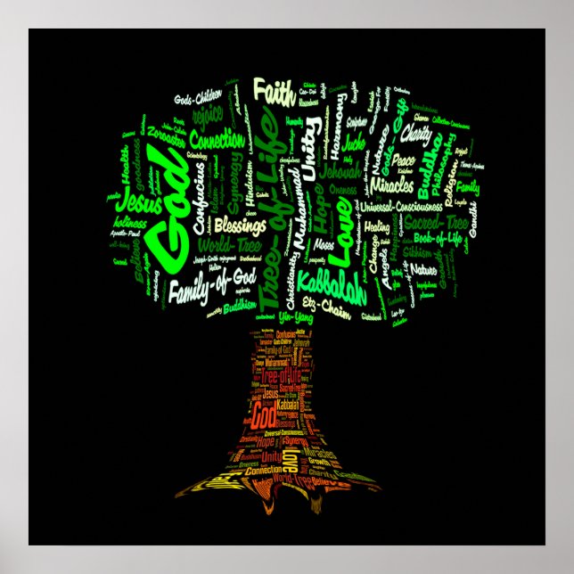 Livets träd Ord Cloud Poster (Framsidan)