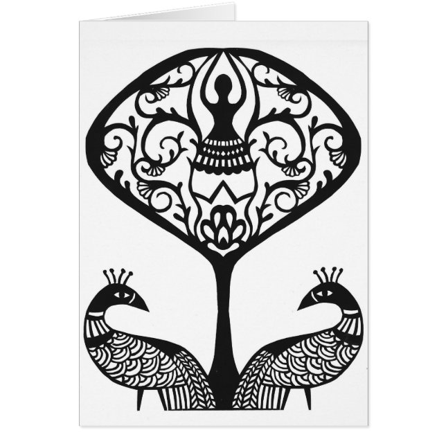 "Livets träd" papercutdesign av Jennifer Kuhns Hälsningskort (Framsidan)