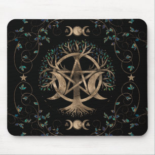 Livets träd Pentagram Måne ornament Musmatta