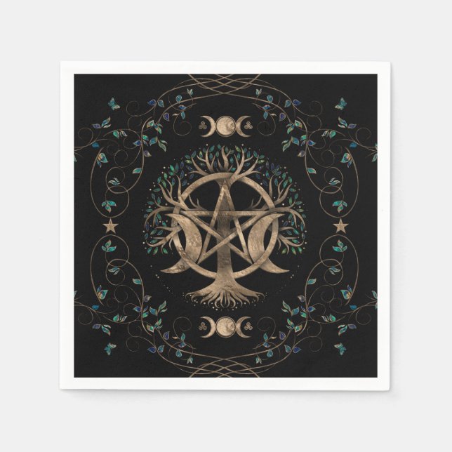 Livets träd Pentagram Måne Ornament Pappersservett (Framsidan)