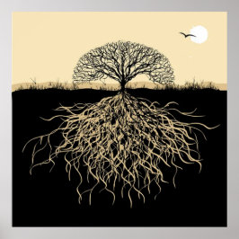 Livets Träd Rotter Andlig Natur Minimalistisk Poster