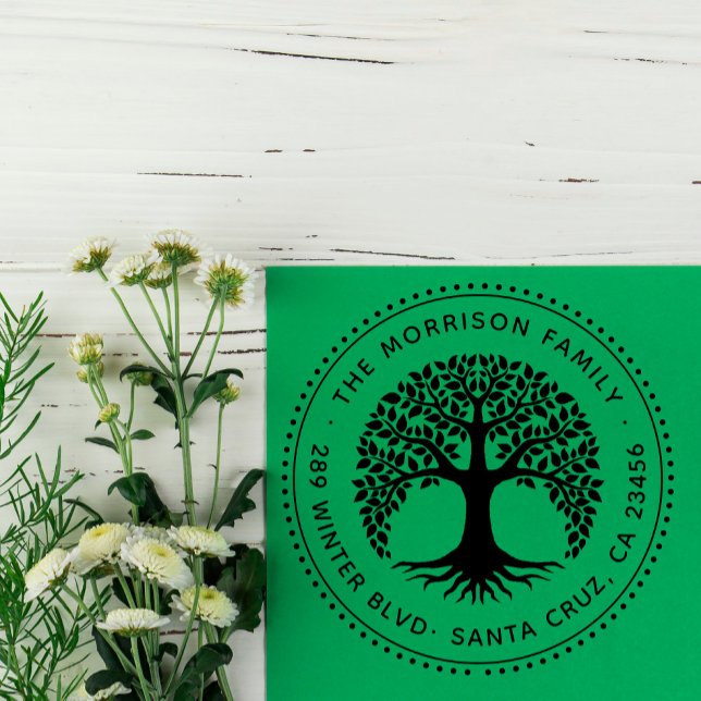 Livets träd Round Family Namn & Returadress Självfärgande Stämpel (Skapare uppladdad)