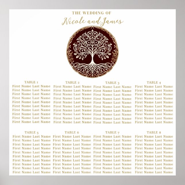 Livets träd Rustic Mörk Red Celtic Seating Poster (Framsidan)