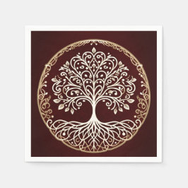 Livets Träd Rustik Mörkröd Keltisk Bröllop Pappersservett
