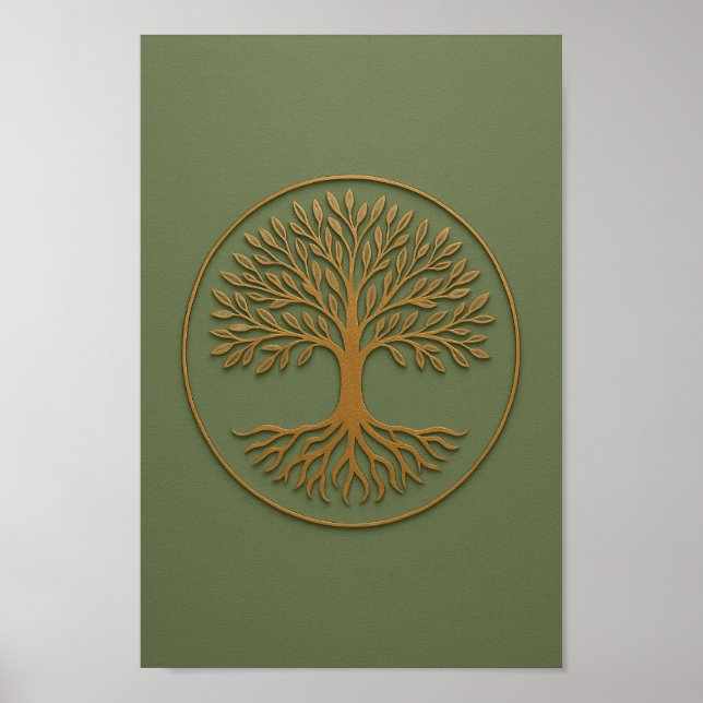 Livets träd Sage & Copper Poster (Framsidan)