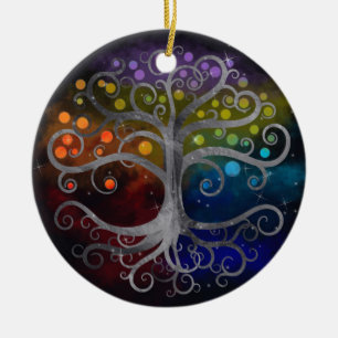 Livets träd Silver Swirl Julgransprydnad Keramik