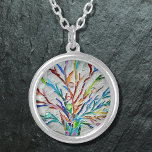 Livets träd silverpläterat halsband<br><div class="desc">Detta unika halsband har en färgstark mosaik i livets träd. Original Mosaic © Michele Davies.</div>