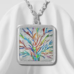 Livets träd silverpläterat halsband<br><div class="desc">Detta unika halsband har en färgstark mosaik i livets träd. Original Mosaic © Michele Davies.</div>