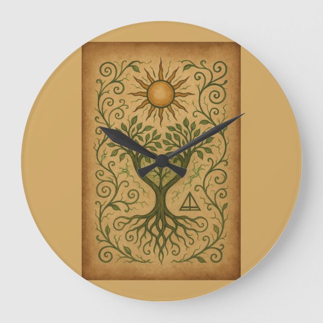 Livets träd Sol Clock - Natur och Helig-symbol Ho Stor Klocka (Framsida)