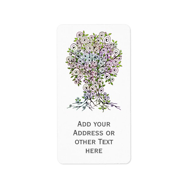 Livets träd - Spiral Löv frukt 1 Adressetikett (Framsidan)