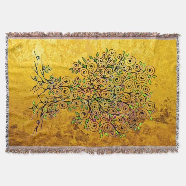 Livets träd - Spiral Löv frukt 1 Filt (Framsidan)