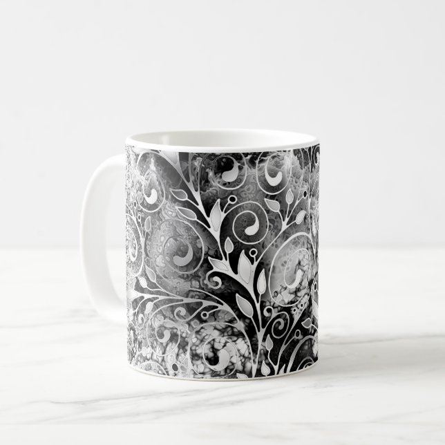 Livets träd - Spiral Löv Grunge Stil 1 Kaffemugg (Framsida vänster)