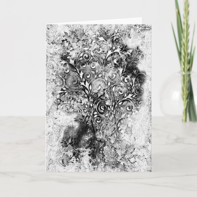 Livets träd - Spiral Löv Grunge Stil 1 Kort (Framsida)