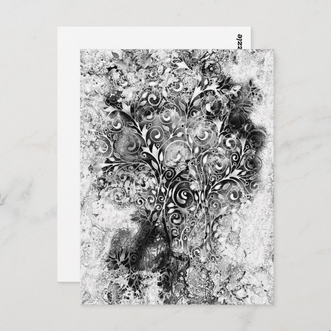Livets träd - Spiral Löv Grunge Stil 1 Vykort (Fram/baksida)